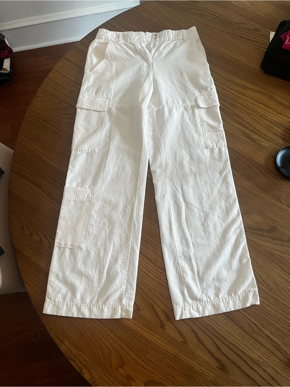 H&M White Wide-Leg Cargo Pants